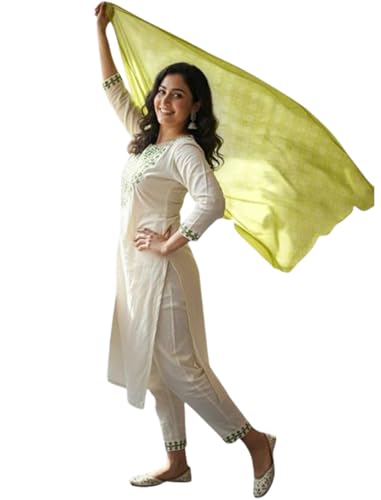 Kurta Pantalon Femme AAYLA en coton avec dupatta pour un style ethnique
