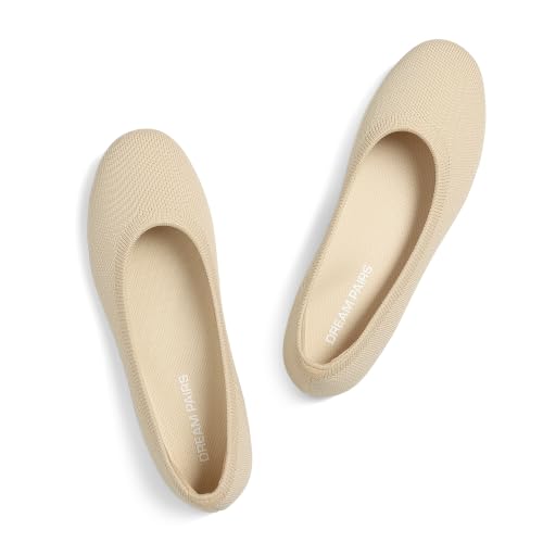 Image of DREAM PAIRS Women's Dress Knit Ballet Comfort Flats | Comfortable Round Toe Slip-On Flexible Portable Breathable Dress Office Flats for Daily Walking and Travel