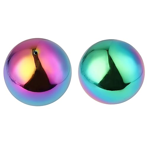 KONTONTY 2Pcs Stainless Steel Gazing Ball Rainbow Mirror Hollow Garden Spheres for Outdoor Decoration Reflective Lawn Ornaments Durable Shatterproof Design