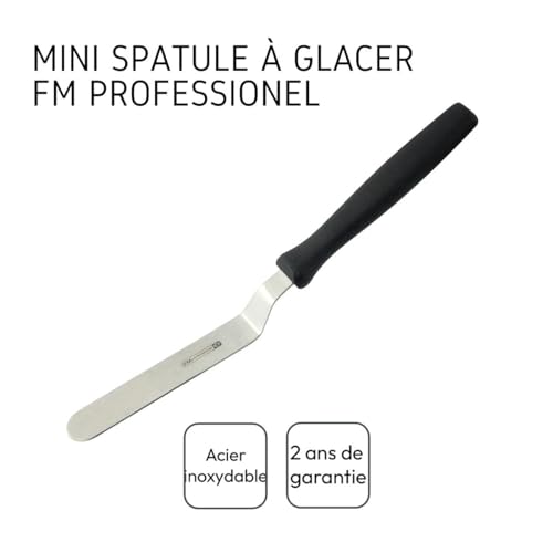 Foto von FMprofessional gewinkelt 22cm Konditorpalette, Polyethylene, schwarz 22.5x11.5x1.6 cm ,Schwarz / Silber