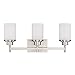 Sunset Lighting F17033-80 Somes Three Light Vanity - Linen Glass, Dimmable - with Bright Satin Nickel Finish
