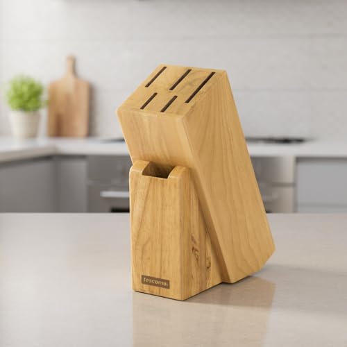 Tescoma 869505 Tacoma para 5 Cuchillos y 1 Tijeras Woody, Madera, Multicolor