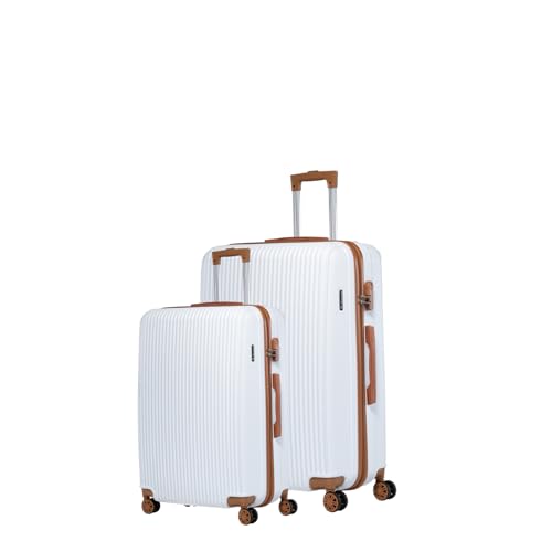 Maleta Neo Set of 2 | 24 and 28 inch | Trolley Bags for Travel | Hardside Luggage | Luggage Bags for Travel | Suitcase for Travel (White, Set of 2 (Medium - Large))