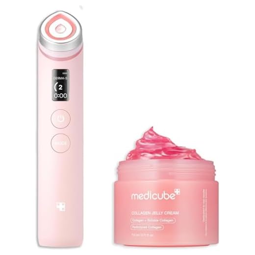 medicube Pink Skincare Set for Glass Glow Skin: Age-R Booster Pro Pink | 6-in-1 Real Glass Glow Beauty Massager and Collagen Jelly Cream- Niacinamide & Freeze-Dried Hydrolyzed Collagen 110ml