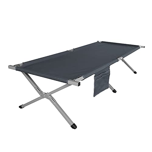 Ubon Camping Cot Ultralight Folding Tent Camping Cot Portable Indoor Outdoor Sleeping Bed for Adults Kids, 265LBS Weight Capacity, Heavy-Duty Camping Bed for Traveling-Gray