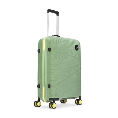 Image of Skybags Swirl Check-in Trolley Bag 65cm | Medium Hard Luggage | 8 Wheels Suitcase for Travel | 3-Digit Combination Lock with Anti-Theft Zipper | Polypropylene | 3 Years Warranty - Unisex (Green)