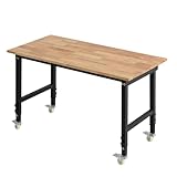 VEVOR Werkbank, 680 kg, Werkstatttisch mit Rolle, 122x60 cm große Arbeitsplatte aus Eichenholz,...