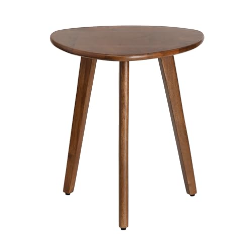 MH London Tri Pin Side Table I Handmade Natural Mango Wood, Naturally Moisture Resistant, Maintenance Free I 16' x 16' x 18' I Wandsworth, Walnut