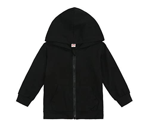 Imcute Baby Zip Up Hoodie, Unisex Inflant Toddler Long Sleeve Sweatshirts Lightweight Jacket Hooded Coats Fall Winter Outfits (Black, 2-3T) #TOP1