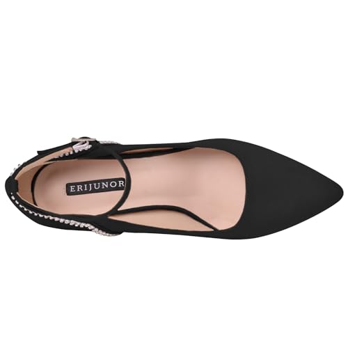 ERIJUNOR E3902 Women Comfortable Faux Suede Middle Heel Rhinestone Evening Prom Wedding Shoes3