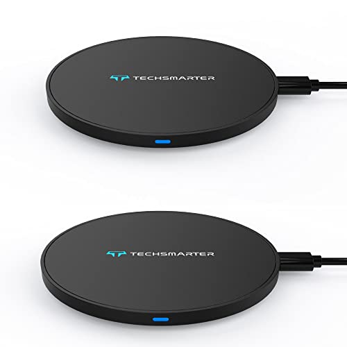 2-Pack 15W Wireless Charger Pad, Compatible with iPhone 15, 14, 13, 12, 11, XS, X, XR, Samsung S24, S23, S22, S21, S20, S10
