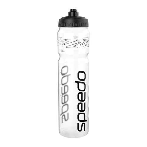 Speedo Botella de agua de 1 litro | Diseño ergonómico Botella de agua para Unisex Adulto, Transparente, One Size