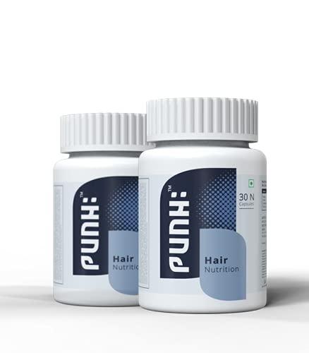 Punh: Hair Nutrition Capsules (60 Capsules): with Hair Vitamin Blend, minerals, antioxidants and DHT Blocker for Healthy Growth and Hair Fall Control