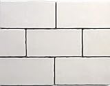 3x6 Biscuit Crackled Glaze Ceramic Tile, Wall Backsplash Decor Kitchen (ONE SF, 8PCS)