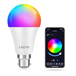 Lepro Colour Changing Light Bulb B22, Bluetooth APP Control LED Bulbs Bayonet, Dimmable RGB and White Light, Mood Light…