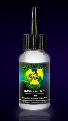 Moms Nuclear Colors INVISIBLE FALLOUT Neon Black Light Tattoo Ink 1/2-oz Supply