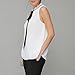 DKNY Sleeveless Pleated TOP with TIE Neck,White/Black,XL