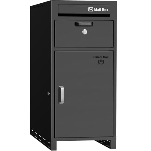 【複数投函可能/大容量 140L】 VARNIC 宅配ボックス 宅配BOX 組み立て不要 防水 屋外 置き配 大容量 ポスト付き 郵便受け 簡単設置 両開扉 盗難防止 大型 戸建て用 個人宅 (真っ黒)（Amazon）