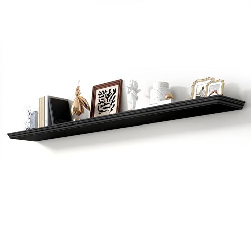 Image of 71 Inch Floating Shelves for Wall, 9.3 inchD Crown Molding Wood Display Shelf