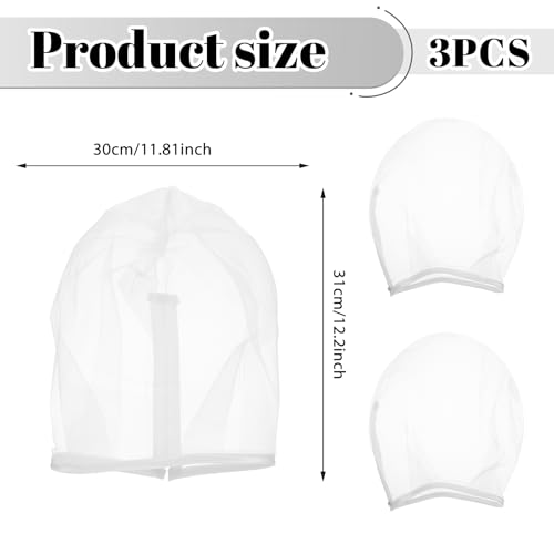 Prasacco 3 Stück Make Up Schutzhaube Gesicht, Transparent Head Cloth Covering Make Up Schutzhaube Kleidung Kapuze Schönheitsartikel Waschbar Gesichtsabdeckungen für Frauen Schönheit Hochzeiten (Weiß)