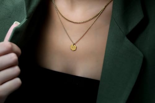 Pendentif Initial Floral en Or - Collier Hexagone tendance