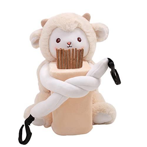 Cilindro de tecidos de carro | Caixas de tecido redondo bonito para carro com brinquedo de pelúcia p