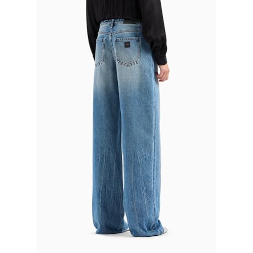 Armani Exchange Women's Low Rise Relaxed Fit Rigid Cotton Twill with Ax Embroidery on Knee4