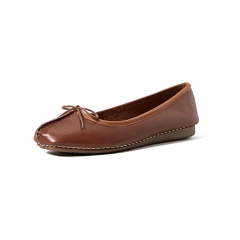 Clarks Freckle Ice, Zapatos Bailarina Mujer, Dark Tan Lea Cover