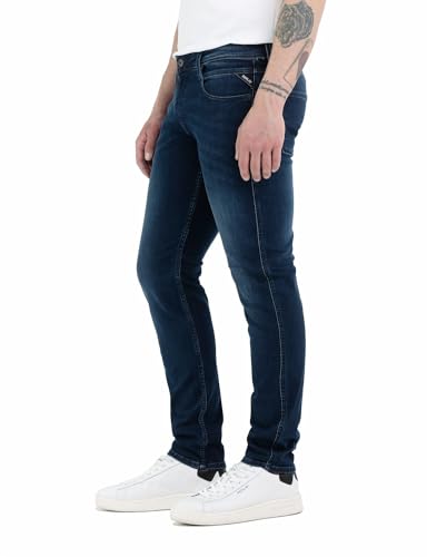 Replay Herren Jeans Anbass Slim-Fit mit Power Stretch, Dark Blue 007-1 (Blau), 29W / 34L – Ansicht 4