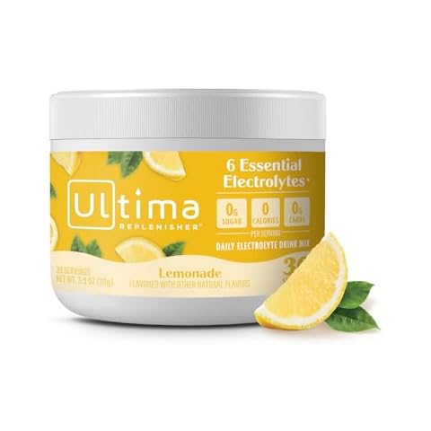 Ultima Replenisher Daily Electrolyte Drink Mix – Lemonade, 30 Servings – Hydration Powder with 6 Key Electrolytes & Trace Minerals – Keto Friendly, Vegan, Non-GMO & Sugar-Free Electrolyte Powder Cover