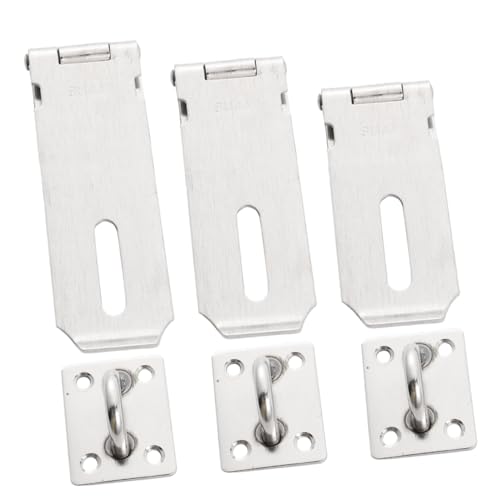 Image of DOITOOL 3pcs Thickened Stainless Steel Padlock Hasp Latch for Clasp Installation Easy to Install Accessories for Use