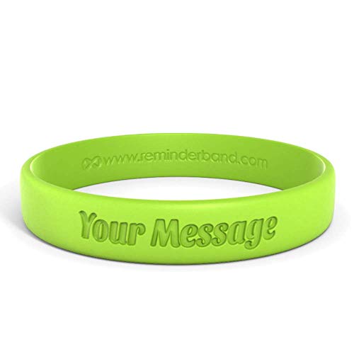 Classic Custom 100% Silicone Wristband - Personalized Silicone Rubber Bracelet - Customized For Events, Gifts, Support, Causes, Fundraisers, Awareness, Men/Women (Lime Green, Large - 25 Count)