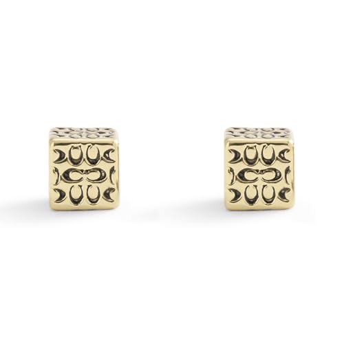 COACH Women's Signature Quilted Cube Stud Earrings3