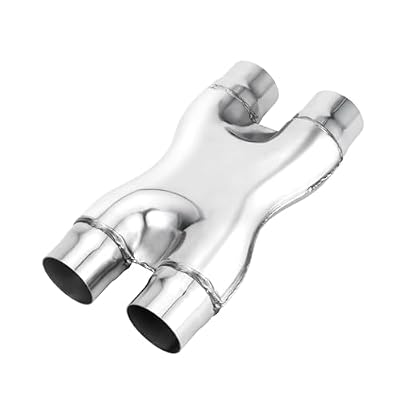 LCGP 2.25 Exhaust X Pipe, Universal 2.25 In/Out Crossover X Pipe 12 Length Polished Surface Stainless Steel Weld-on