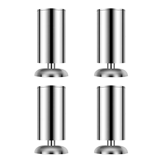 Qrity Lot de 4 Pieds de Meubles, 50 x 80mm Pied de Table Ronds en Acier Inoxydable avec Tapis en...