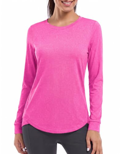 PINSPARK Camiseta Deportiva Manga Larga Mujer UPF 50 Protección rosa1 S