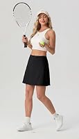 PrinStory 17" Women's Tennis Skirt High Waisted Athletic Skort Black — image 3