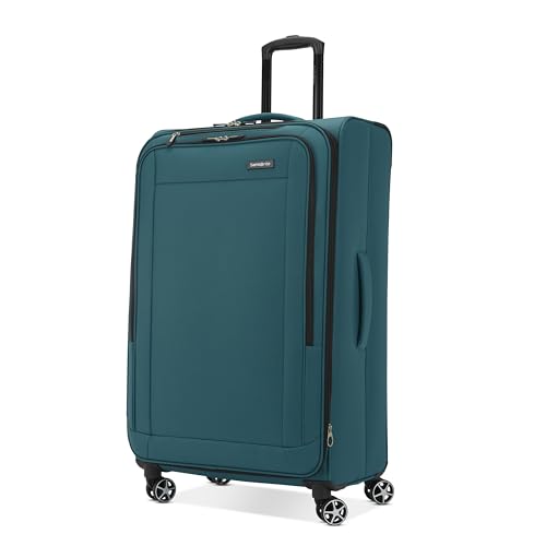 Image of Samsonite Saire LTE Softside Expandable Luggage with Spinner Wheels, Pine Green, Large Checked Suitcase