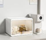 IWEJ ミニカップボード 卓上収納ボックス コップお茶碗 化粧品小物 事務用品 大容量 プラスチック 防塵防湿 省スペース ホワイト 1 階 (1階,ホワイト) [並行輸入品]
