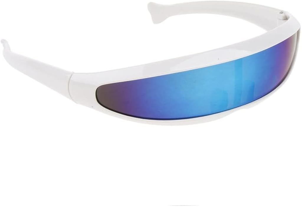 JDD Novelty Futuristic Sunglasses Mirror Monoblock Glasses Costume, Blue : Clothing, Shoes & Jewelry