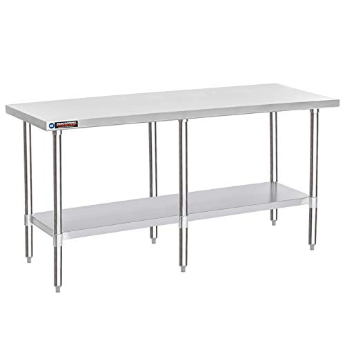 Image of DuraSteel 24x84 Stainless Steel Work Table - NSF Commercial Prep Metal Table - Outdoor Pizza Oven Stand w /Under Shelf - Kitchen Island Laundry Utility Garage Microwave Stand Large Rolling Storage Cart