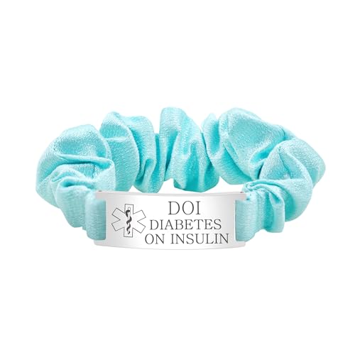 Oneress Diabetes on Insulin Bracelet, Custom Emergency ID Medical Band, Stretchable Hair Band Bracelet, Minimalist Emergency Medical Jewelry for Women YA5426-Diabetes