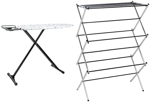 Amazon Basics Ironing Board with H-Shaped Iron Rest, Medium, 122x38 cm - Black