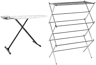 Amazon Basics Ironing Board with H-Shaped Iron Rest, Medium, 122x38 cm - Black