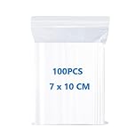 100 Grip Seal Resealable Zip Poly Bags - 7 X 10cm Clear Reusable Lock Zipper Bags for Beads, Jewelry, Snacks, Seeds, Coins
