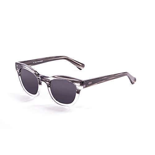 OCEAN SUNGLASSES Santa Cruz Lunettes de Soleil Mixte Adulte, Demy Black/White Down/Smoke Lens