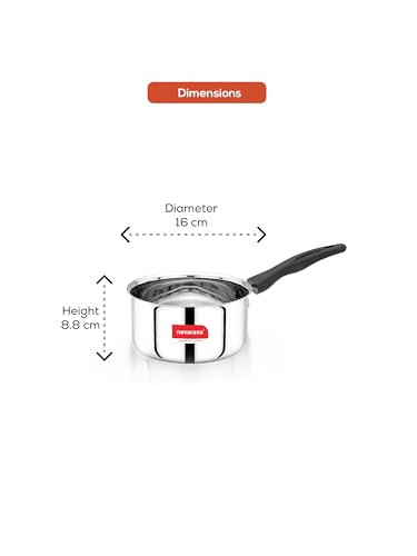 Image of Heavy Gauge Stainless Steel Sauce Pan | Tea Pan | Chai Pan | Milk Pot with Handle | 1.5 Liter | Induction & Gas Stove Compatible