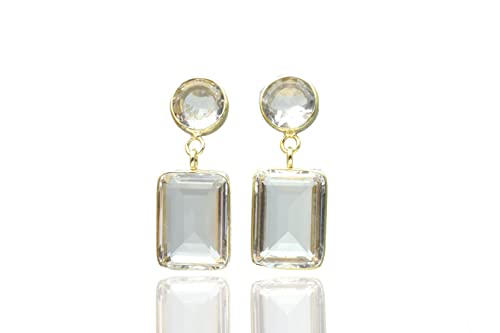 Pierre de naissance avril boucles d'oreilles or quartz cristal - 3