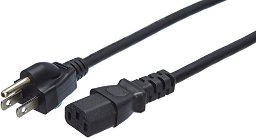 Amazon Basics Computer Monitor TV Replacement Power Cord, 12 ft, 24 count, Black