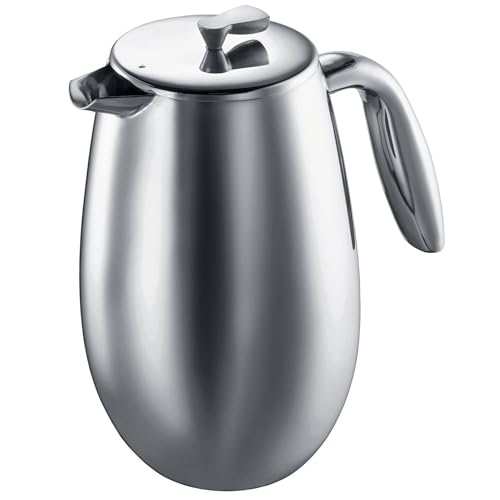 Bodum Columbia Cafetière, Dubbelwandig, Roestvrij Staal, Vaatwasserbestendig, 1,0 L, Mat